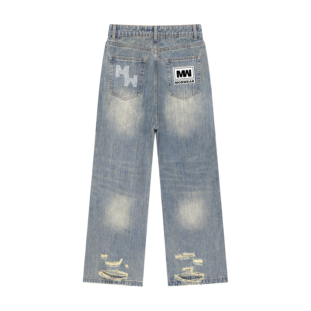 MWear Vintage Wash Distressed Denim Jeans